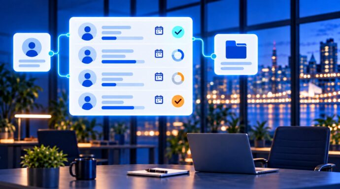 Everyone knows what needs doing: tasks with an owner, a deadline and status