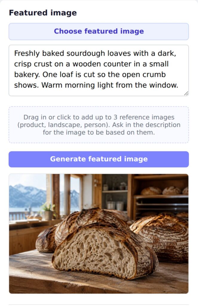 Featured image of sourdough generated from a description in AI Content in Corporate Panel