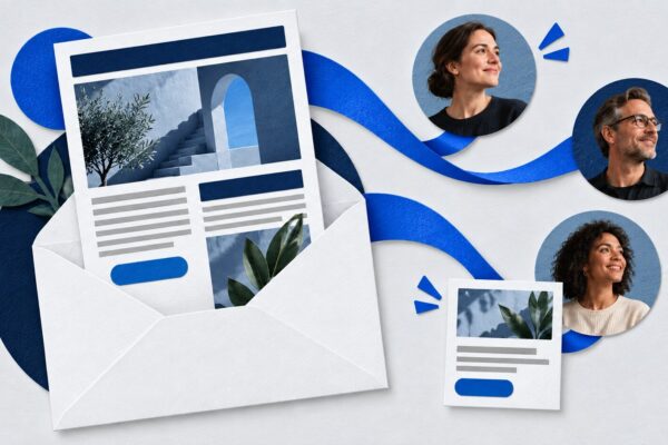 Illustration of a newsletter reaching its recipients