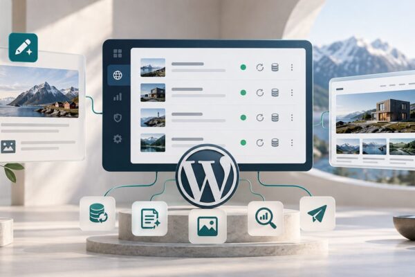 Illustration of WordPress websites managed from Corporate Panel