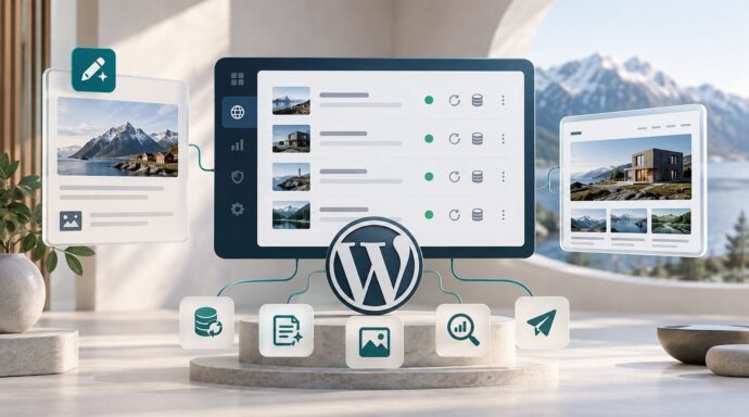 Illustration of WordPress websites managed from Corporate Panel